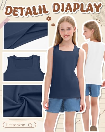 Image of 3 Pack Girls Square Neck Tank Tops