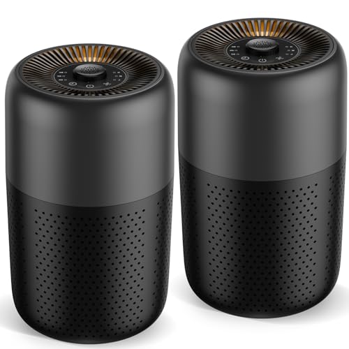 2 Pack YARIKI Air Purifiers for Bedroom Home with Aromatherapy Function,Small Air Purifier with Nightlight Speed Control,24dB Low Noise for Better Sleep,For Pet Room Dorm Kitchen,P60 (Black)