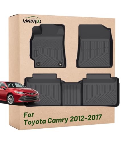 Landrol Car Floor Mats Replacement for Toyota Camry 2012-2017 Protection All Weather Custom Fit Waterproof Carpets Heavy Duty Durable Accessories Odorless Liners Front & Rear Black