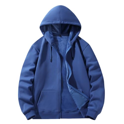 Fleece Lined Zip Up Hoodie Men - Mens Hooded Sweatshirt Long Sleeve Sports Jacket Big and Tall with Pockets Fall Fashion