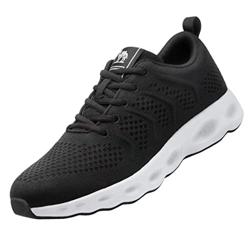 CAMEL Men's Running Shoes Lightweight Comfortable Tennis Shoes Fashion Mesh Breathable Sneaker Casual Walking Shoes (10, Numeric_10) Black