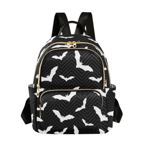 Sac à dos matelassé noir et blanc à vagues avec multiples poches zippées pour femme