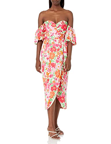 zurina off shoulder puff sleeve midi dress Zurina Off Shoulder Puff Sleeve Midi Dress