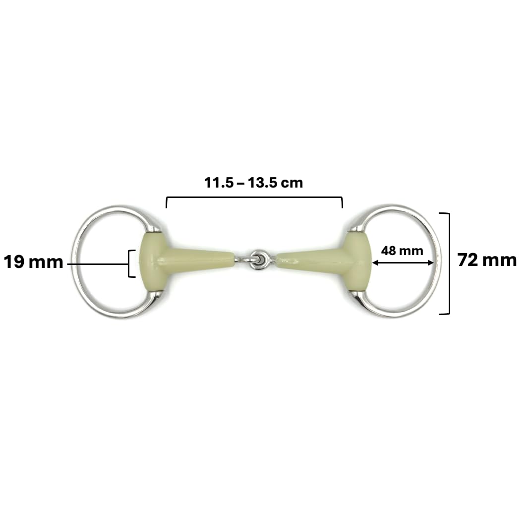 Mors ES0016 Mors à tête d'olive simple cassé avec goût pomme en acier inoxydable Diamètre de l'anneau 72 mm Épaisseur 19 mm (11,5 cm)