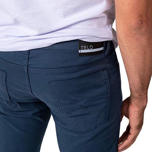 Kit com 3 Calças Jeans Sarja Masculina Skinny Slim com Lycra - Azul, Caqui e Bege - 46