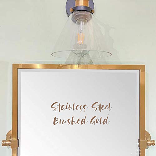 Image of Brushed Gold Metal Framed Pivot Rectangle Bathroom Mirror Tilting Beveled Vanity Mirrors for Wall, Overall 23.9 x 24 inches (Mirrror 20 x 24 inches)