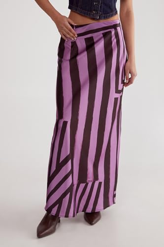 Women's Abstract Satin Stripe Bias Maxi Skirt2