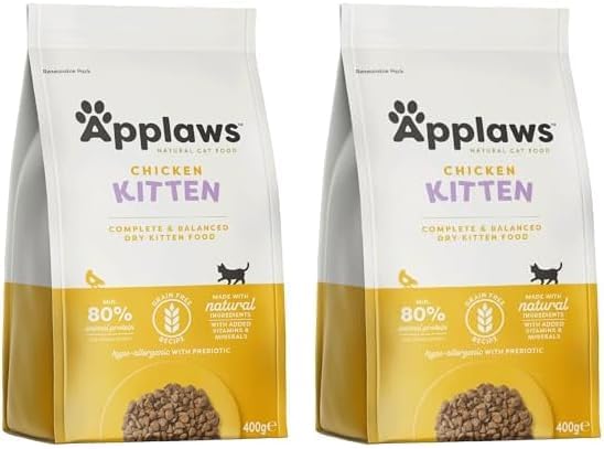 Applaws Complete Natural and Grain Free Dry Kitten Food, Chicken, 400g (Pack of 2)