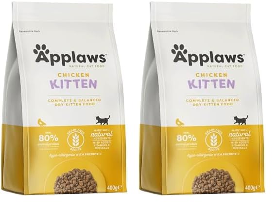 Applaws Complete Natural and Grain Free Dry Kitten Food, Chicken, 400g (Pack of 2)