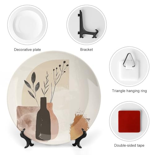 Plato decorativo de porcelana Beige y Marrón 7 pulg miniatura 3