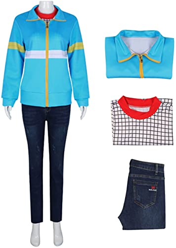 Deleventh Stranger Déguisement 4 Eleven Costume Femme Cosplay Max Mayfield Veste Zippée Chemise et Pantalon Adulte Dress up Halloween Carnaval Mascarade Hauteur 150-180cm Cover
