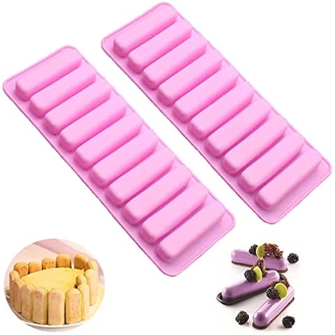 Long Strips Chocolate Silicone Mould Finger Shape Cookie Molds 2PCS-10Cavity Chocolate Rectangular Cereal Bar Mold Food Grade Chocolate Ice Silicone Mold Homemade Candy Bake Ware Baking Tools Cover