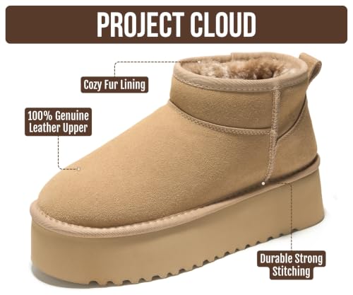 Image of Project Cloud 100% Genuine Leather Platform Ankle Boots for Women