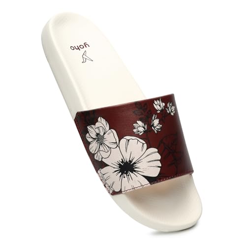Image of YOHO Tropica Printed Comfortable Women Slides | Stylish Rainy Footwear & Waterproof Monsoon Sandals | Soft Inner Lining On Strap