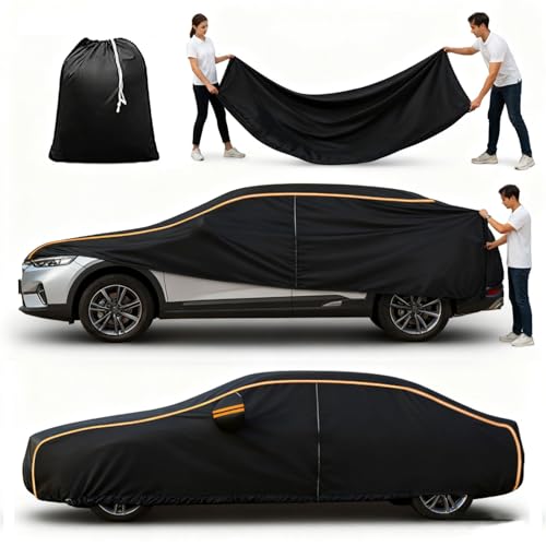 【Design Aderente Facile Riporre】Telo copriauto da esterno per V-W Passat Estate 1980-2023. La chiusura elastica inferiore e le quattro cinghie rinforzate si adattano ai contorni dei diversi modelli di auto, impedendone lo spostamento in caso di vento. La borsa inclusa si ripiega facilmente e occupa uno spazio minimo, offrendo protezione per la tua auto sempre e ovunque.