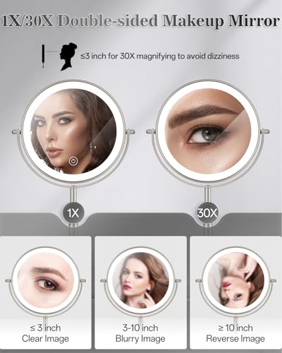 Espejo de maquillaje iluminado vpu 30X ajustable miniatura 3