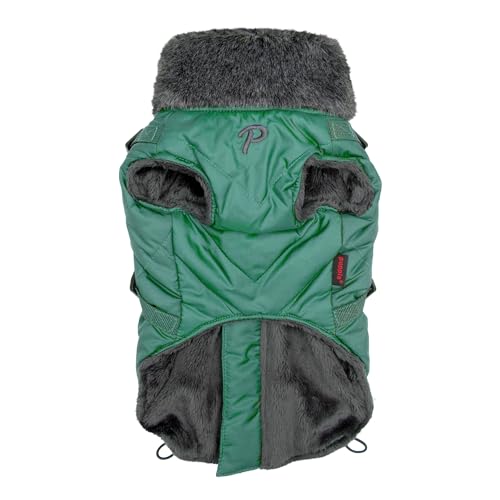 Puppia Isolde Mock Neck Full Zip up Warm Winter Jumper Vest with Integrated Harness for Small and Medium Dogs Green, XX-Large - Image 2
