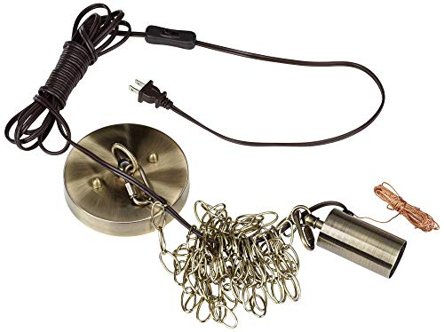 Antique Brass Gold Plug In Swag Small Pendant Chandelier Lighting Fixture 16" Wide Contemporary Linen Drum Shade For Dining Room House Bedroom Kitchen Island High Ceilings - Possini Euro Design #TOP2