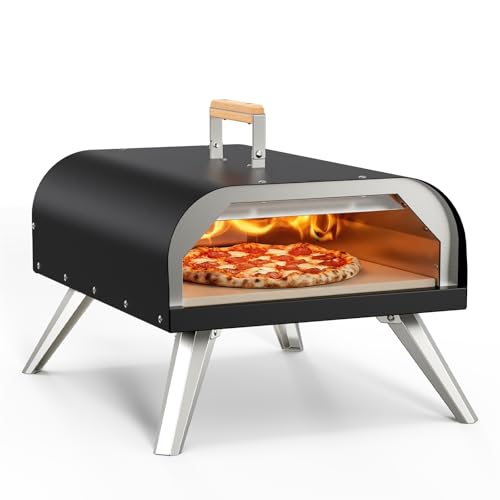 WOOCIT 12" Multi-Fuel Outdoor Pizza Oven – Reaches 720°F, Versatile Wood or Propane Gas Pizza Oven with Pizza Stone & Peel, Portable for Backyard, Camping & Tailgating (Propane Burner Sold Separately)
