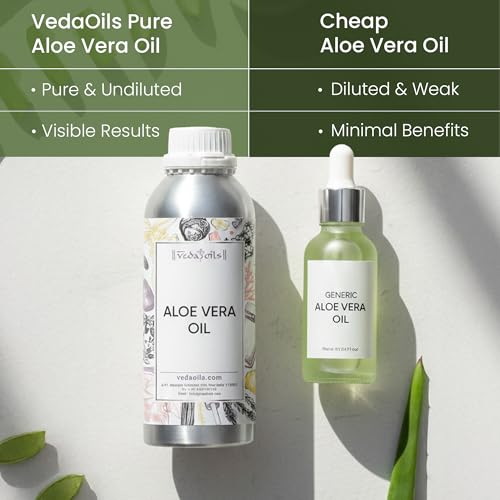 Image of VedaOils Pure Aloe Vera Oil for Hair Growth, Natural Organic Aloe Vera Hair Oil for Hair Care, Hair Fall Control & Nourishing Skin Moisturizing 100ml