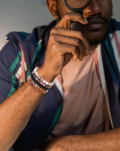 Bomail 5Pcs Semi-Precious Gemstone Bracelet - Healing Crystal Stone Beaded Bracelets For Women Men 8Mm Round Beaded Stretch Bracelets Unisex Stress Relief Yoga Bracelets Gifts #TOP2