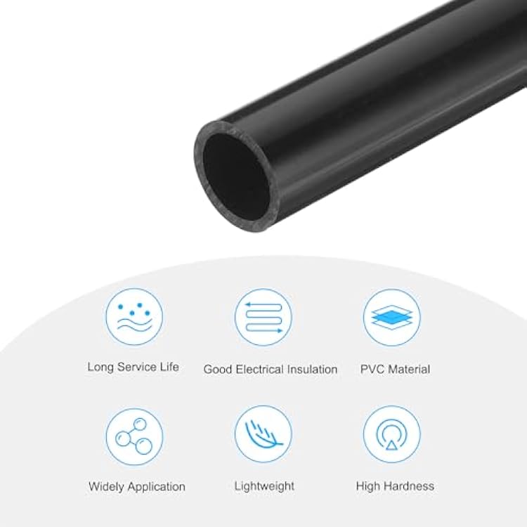 MECCANIXITY PVC Rigid Tube Round Pipe Tubing Hardware Tubing 0.63 ID 13 Length Black High Impact for Water Pipe,Crafts