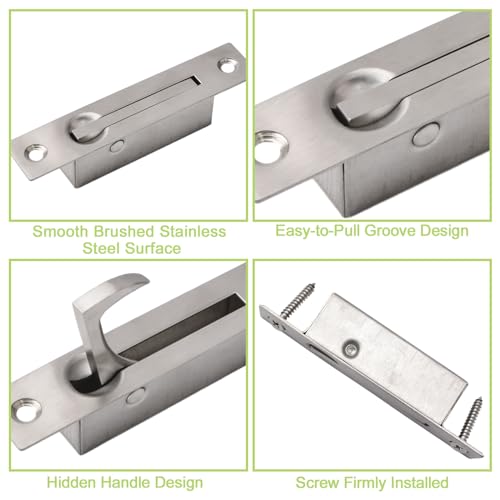 UFURMATE Flush Mount Door Pull, 2PCS 304 Stainless Steel Pocket Door Handle Brushed Flush Mount Edge Pull for Closet (100 * 20mm) - Image 4