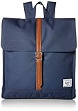 Herschel City Backpack, Navy/Tan Synthetic Leather, Mid-Volume 14.0L