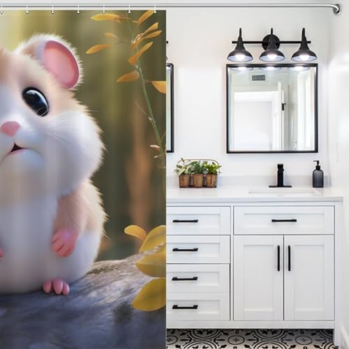 Rideau de douche hamster polyester imperméable 183x183cm pour baignoire
