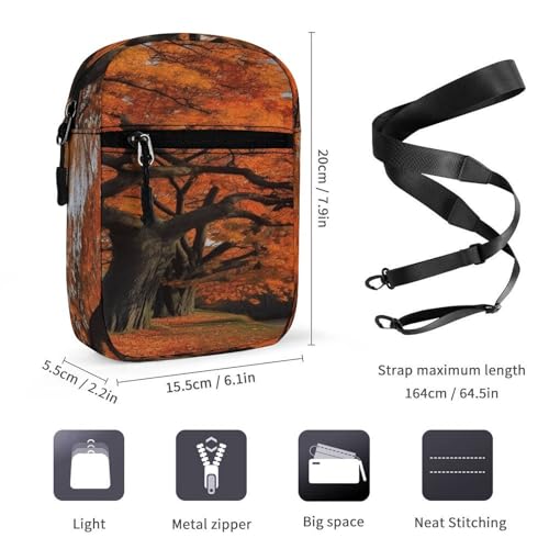 Small Satchel,Tree in The Fall Print Small Shoulder Bag,small Messenger Satchel Bags,mini Bag with Adjustable Strap2