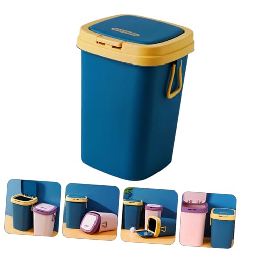 Caneca de basura portátil con tapa para cocina en azul miniatura 5