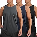 BOOJO 3 Pack Tank Tops Men - Summer Quick Dry Moisture Wicking Workout Muscle Sleeveless Shirts for Gym Beach Running