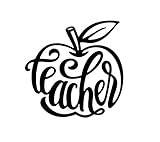 Teacher Apple MKR Decal Vinyl Sticker |Cars Trucks Vans Walls Laptop|Black |5.5 x 5.4 in|MKR1778