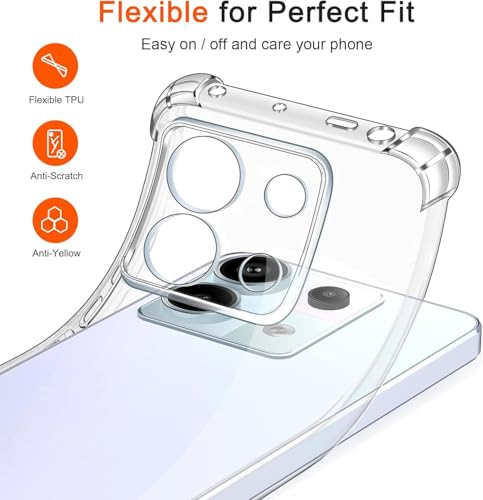Image of Lustree Redmi Note 13 Pro 5G Back Cover Transparent Case | Clear TPU Shockproof Case with Four Corner Protection & Raised Camera Guard | Slim Protective Cover for Redmi Note 13 Pro