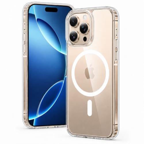 Image of MAGA Back Case Cover for Apple iPhone 15 Pro, Crystal Clear Magnetic Case Compatible with MagSafe, Hybrid Hard PC Back & Soft TPU Bumper, Shockproof Protective Cover - Clear
