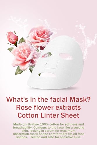 IREV Face Masks Skincare, Spa Sheet Mask, Facial Masks for Women Skin Care, Beauty Rose Sheet Masks, Bulk Face Mask Skin Care, Beauty Masks Gifts, Hydrating Face Masks, Facial Masks 10 Sheets - Thumbnail 6