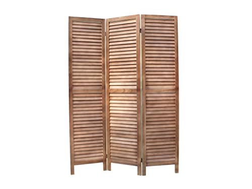 MIMBRE NATURAL BIOMBO - Separatore di AMBIENTI 3 pannelli-Paraban paravento in Legno Chiaro per la divisione di spazi domestici (40 × 6 × 170)