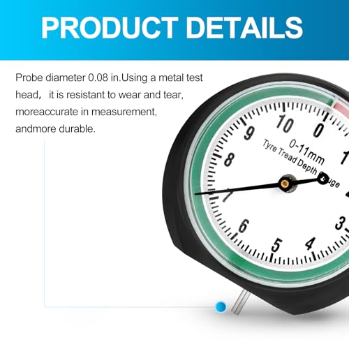 Image of MEANLIN MEASURE Tire Tread Depth Gauge with Color Coded Professional, Dial Type Tire Tread Depth Gauge for Motorcycle, car,Truck and Bus (2PCS)