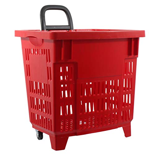 GERSO Einkaufstrolley 55 Liter rot mit Rollen ABS-Kunststoff, Einkaufskorb fahrbar bunt – Bild 5