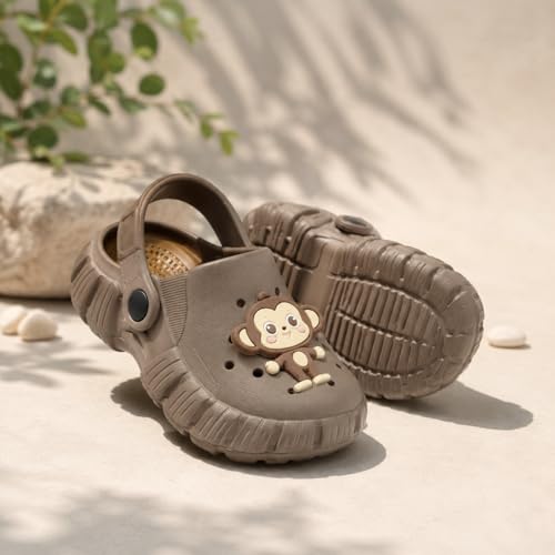 Image of Unisex Kids Clogs Soft Anti Skid Mules Sandals with Adjustable Back Strap Indoor & Outdoor Slipper for Boys & Girls Everyday Use Waterproof Jibbex Slides