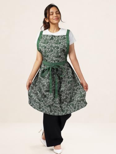 Image of 100% Cotton Unisex Apron - Adjustable Neck Straps, Vibrant Print, Reinforced Stitching, Multipurpose& Deep Pocket - for Cooking, Catering, Gardening, Painting-Printed Aprons