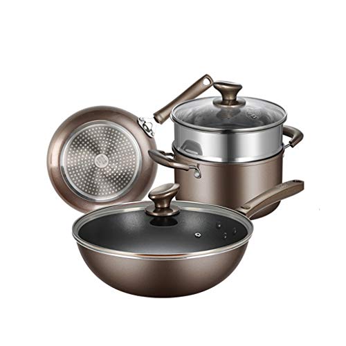 Qtyqwc 3-teiliges Pfannenset mit Glasdeckel