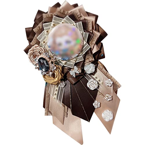 YUYAKESHI 缶バッジ用ロゼット バッジ用 痛バッグ 飾り 手作りロゼット リボン 痛バッグ装飾 缶バッジ 痛バ ロゼット グッズ レトロ 磁石付(カ?キ色)