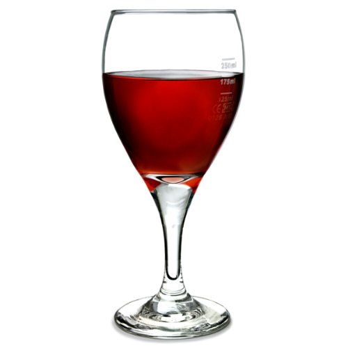 Teardrop Tear Wine Glasses 12.5oz Lined and CE Marked at 125ml, 175ml & 250ml - Set of 4