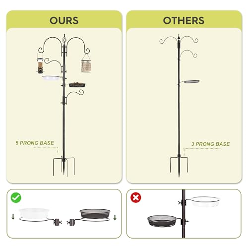 ERYTLLY Bird Feeding Station Kit Bird Feeder Pole Wild Bird Feeder Hanging Kit Planter Hanger Multi Feeder Hanging with Metal Suet Feeder Bird Bath for Attracting Wild Birds - Image 4