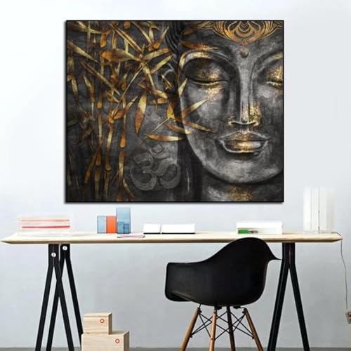 Tableau zen Bouddha yeux fermés pour transformer un mur vide en espace relaxant