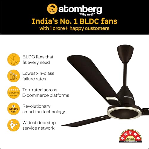 Image of atomberg Erica Signature 1230mm BLDC Ceiling Fan | | Regulator Operated | Advance air+ technology | BEE rated 5 star | Low noise operation | 3 Years Warranty (Blaze Brown)