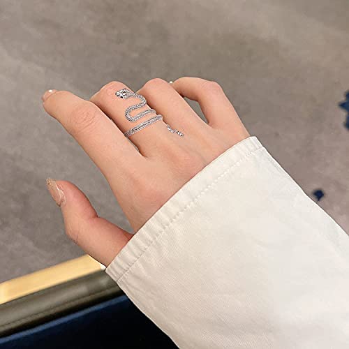 Praymos Snake Ring For Men Women Sterling Silver Open Adjustable Rings For Women Punk Goth Cool Vintage Rings Size 10 11 12 #TOP3