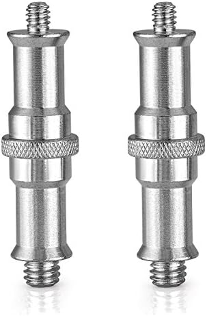 Neewer 2 Pieces Standard 1/4 to 3/8 inch Metal Male Convertor Threaded Screw Adapter Spigot Stud for Studio Light Stand, Hotshoe/Coldshoe Adapter, Ball Head, Wireless Flash Receiver, Trigger