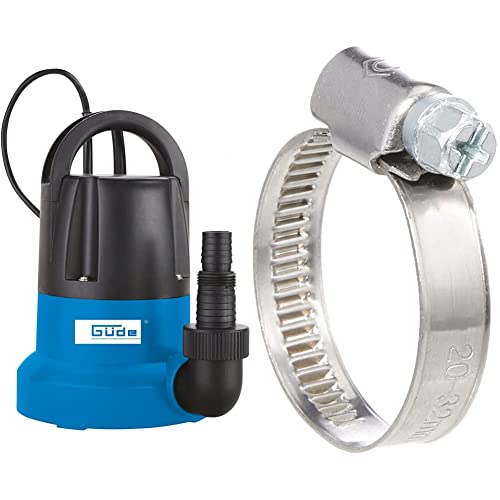Güde 94627 GFS 401 S Flachsaugerpumpe Tauchpumpe Kellerpumpe & Cornat Schlauchschelle - Ø 20-32 mm Spannweite - 9 mm Bandbreite - 2 Stück im Set - Aus rostfreiem Edelstahl